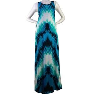Venus Womens Boho Maxi Dress Lined Bodice Strappy Back Blue Multi Tie Dye Size M